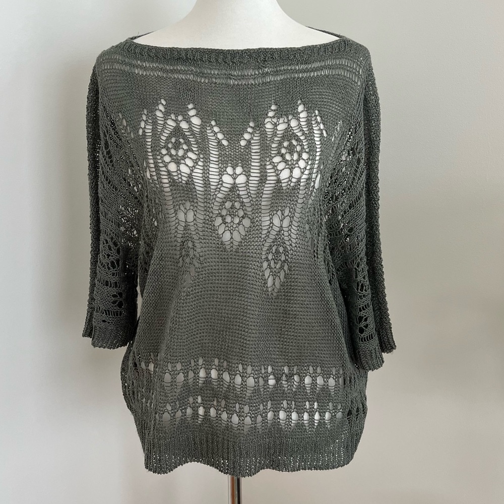 Boho Chic Gray Sweater Top